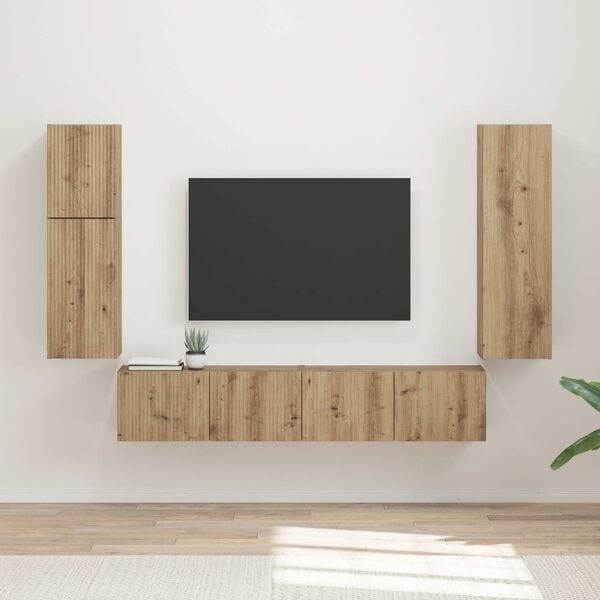 vidaXL Sestava TV skř&iacute;něk 4 pcs Artisanov&yacute; dub kompozitn&iacute; dřevo