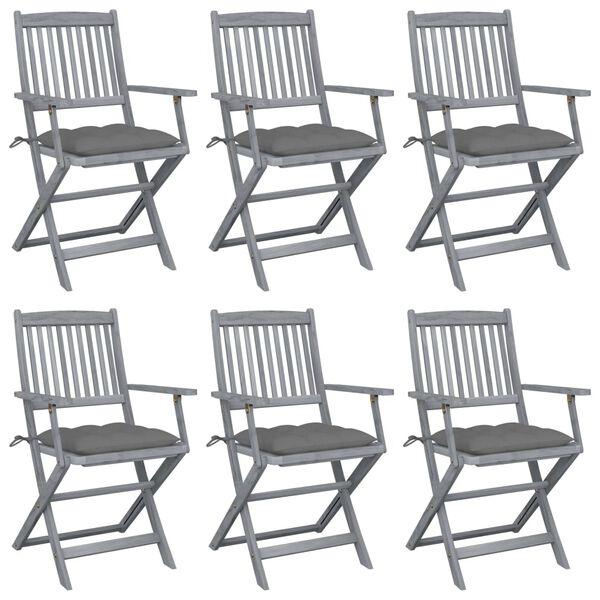 vidaXL Skl&aacute;dac&iacute; zahradn&iacute; židle s podu&scaron;kami 6 ks masivn&iacute; ak&aacute;ciov&eacute; dřevo