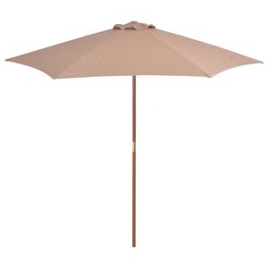 vidaXL Zahradn&iacute; slunečn&iacute;k s dřevěnou tyč&iacute; 270 cm taupe