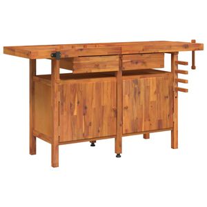 vidaXL Pracovn&iacute; stůl se z&aacute;suvkami a svěr&aacute;ky 162x62x83cm masivn&iacute; ak&aacute;cie