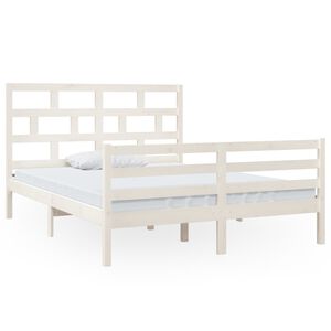 vidaXL R&aacute;m postele b&iacute;l&yacute; masivn&iacute; dřevo 150 x 200 cm King Size