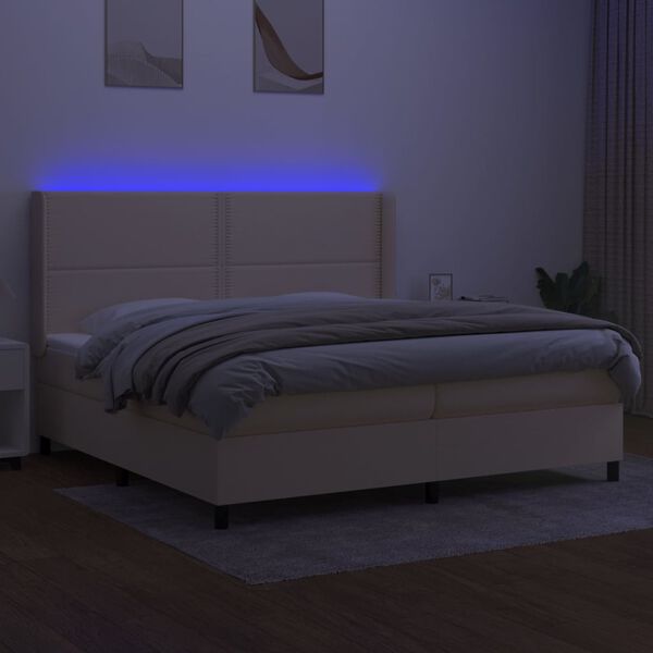 vidaXL Box spring postel s matrac&iacute; a LED kr&eacute;mov&aacute; 200x200 cm textil