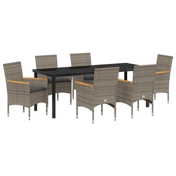 vidaXL Zahradn&iacute; j&iacute;deln&iacute; souprava s pol&scaron;t&aacute;řem 7 pcs &Scaron;ed&aacute; polyratan