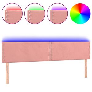 vidaXL Čelo postele s LED růžov&eacute; 200x5x78/88 cm samet