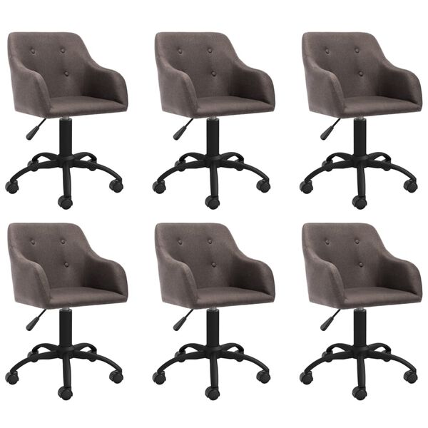 vidaXL Otočn&eacute; j&iacute;deln&iacute; židle 6 ks taupe textil