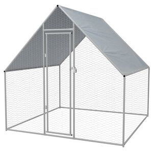 vidaXL Venkovn&iacute; klec pro kuřata z pozinkovan&eacute; oceli 2 x 2 x 1,92 m