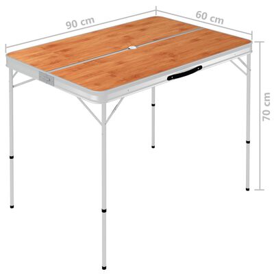 vidaXL Skládací kempingový stůl se 2 lavicemi hliník hnědý