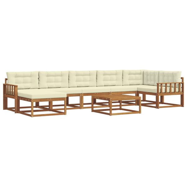 vidaXL Venkovn&iacute; pohovkov&aacute; souprava 8 pcs Přirozen&aacute; a Kr&eacute;mov&aacute;