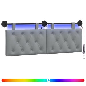 vidaXL Z&aacute;věsn&eacute; čelo postele S LED osvětlen&iacute;m Světle &scaron;ed&aacute; Textil
