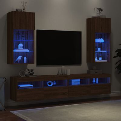 vidaXL TV skříňky s LED osvětlením 2 ks hnědý dub 40,5 x 30 x 90 cm