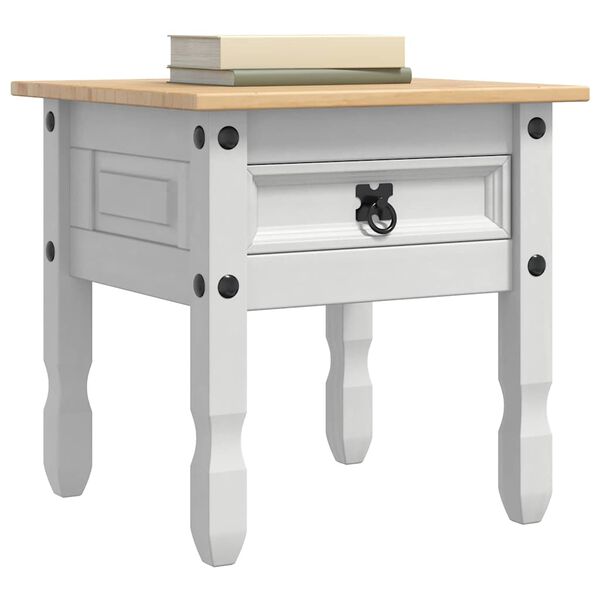 vidaXL Odkl&aacute;dac&iacute; stolek se z&aacute;suvkou Corona B&iacute;l&aacute; 50 x 50 x 50 cm