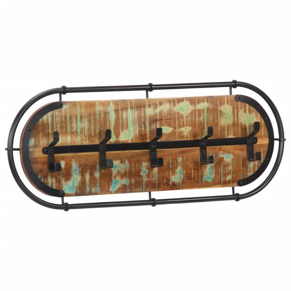 vidaXL N&aacute;stěnn&yacute; vě&scaron;&aacute;k s 5 h&aacute;čky masivn&iacute; recyklovan&eacute; dřevo