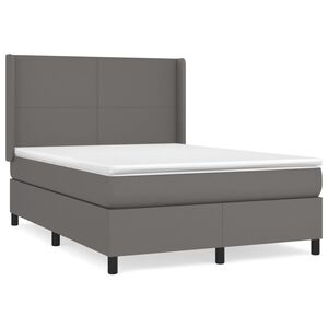 vidaXL Box spring postel s matrac&iacute; &scaron;ed&aacute; 140x200 cm uměl&aacute; kůže