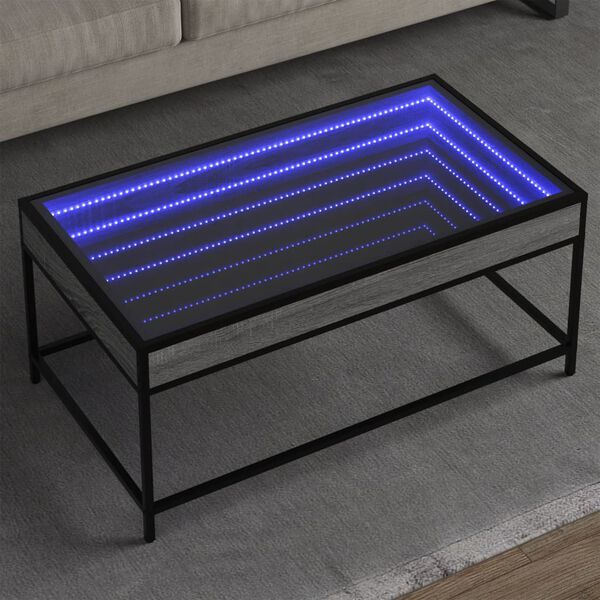 vidaXL Konferenčn&iacute; stolek s Infinity LED &scaron;ed&yacute; sonoma 90 x 50 x 41 cm