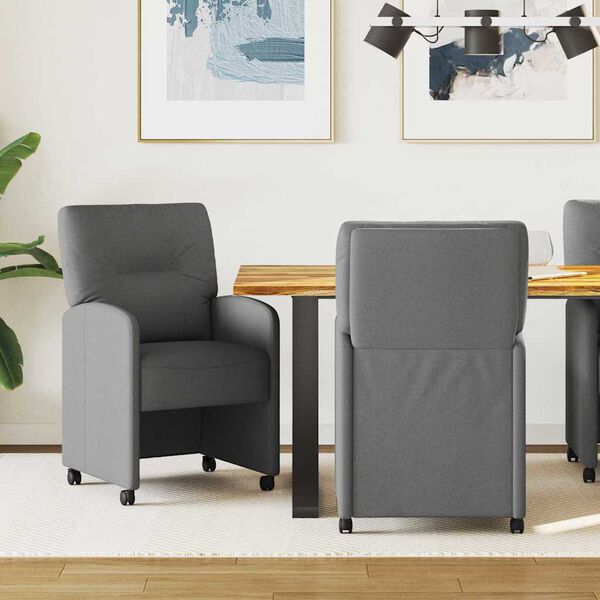 vidaXL J&iacute;deln&iacute; židle na kolečk&aacute;ch 2 pcs Tmavě &scaron;ed&aacute; 57 x 67 x 95 cm