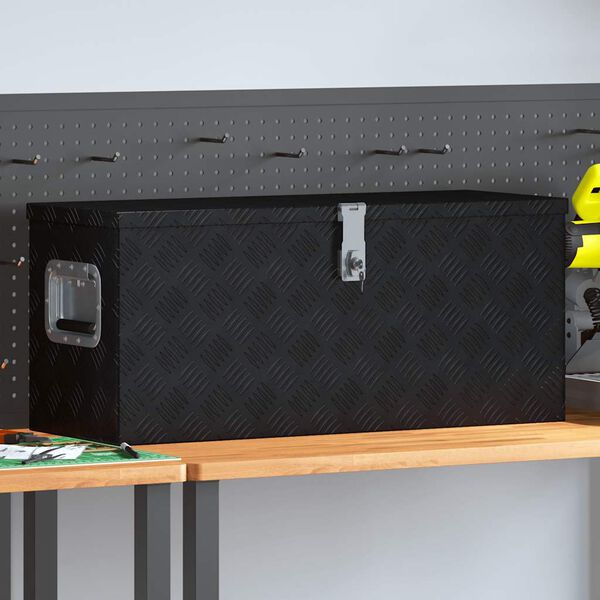 vidaXL Hliníkový box 80 x 30 x 35 cm černý
