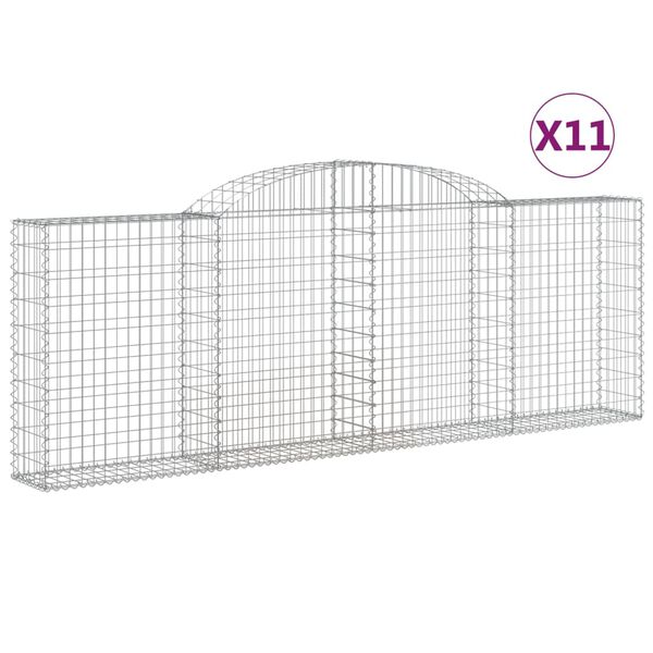 vidaXL Klenuté gabionové koše 11ks 300x30x100/120cm pozinkované železo