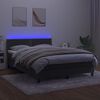 vidaXL Box spring postel s matrac&iacute; a LED tmavě &scaron;ed&aacute; 140x200 cm samet