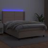 vidaXL Box spring postel matrace a LED cappuccino 140x200cm uměl&aacute; kůže