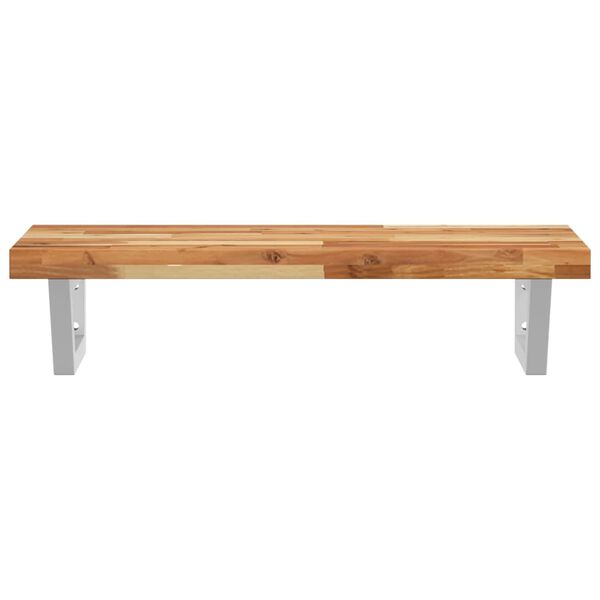 vidaXL Deska pod umyvadlo n&aacute;stěnn&aacute; ocel a masivn&iacute; ak&aacute;ciov&eacute; dřevo