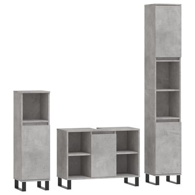 vidaXL 3dílný set koupelnového nábytku betonově šedý kompozitní dřevo