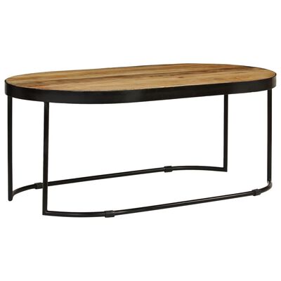 vidaXL Konferenční oválný stolek masivní hrubý mangovník a ocel 100 cm