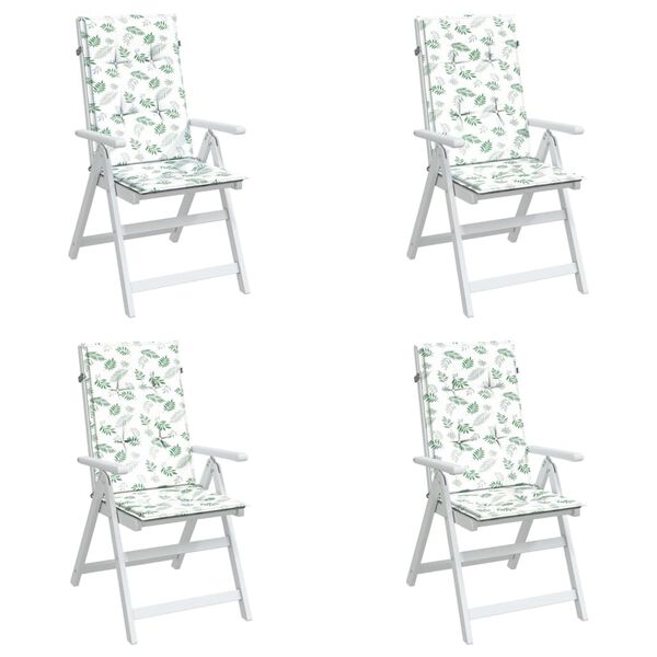 vidaXL Podu&scaron;ky na židli s vysok&yacute;m opěradlem 4 ks vzor listů textil