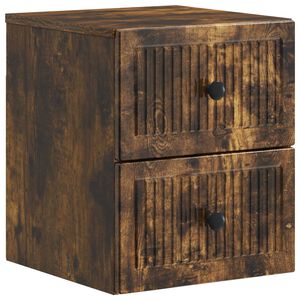 vidaXL N&aacute;stěnn&yacute; nočn&iacute; stolek se z&aacute;suvkou Kouřov&yacute; dub 33 x 34,5 x 40 cm