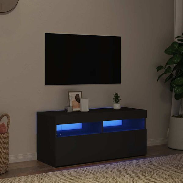 vidaXL TV skříňka s LED osvětlením černá 90 x 35 x 40 cm