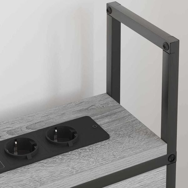 vidaXL &Uacute;ložn&aacute; hlavov&aacute; deska s nab&iacute;jec&iacute; stanic&iacute; s polic&iacute; &Scaron;ed&aacute; sonoma