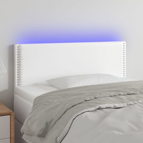 vidaXL Čelo postele s LED bílé 100x5x78/88 cm umělá kůže