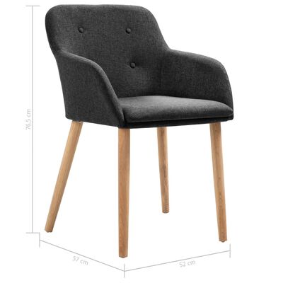 vidaXL Jídelní židle 2 ks tmavě šedé textil a masivní dubové dřevo