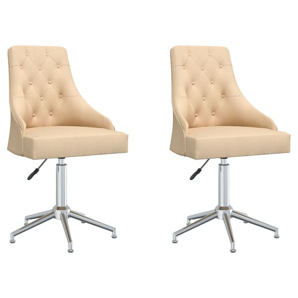 vidaXL Otočn&eacute; j&iacute;deln&iacute; židle 2 ks kr&eacute;mov&eacute; textil