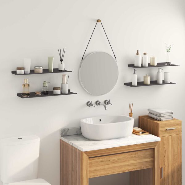 vidaXL Plovouc&iacute; police N&aacute;stěnn&yacute; 4 pcs Čern&yacute; 60 x 18 x 2,5 cm Ocel