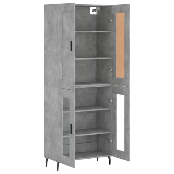vidaXL Skř&iacute;ň highboard betonově &scaron;ed&aacute; 69,5x34x180 cm kompozitn&iacute; dřevo