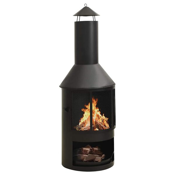 vidaXL Zahradn&iacute; ohni&scaron;tě s mř&iacute;žkou a pohrab&aacute;čem 47 x 47 x 135,7 cm ocel