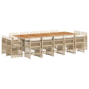 vidaXL 15d&iacute;ln&yacute; zahradn&iacute; j&iacute;deln&iacute; set s podu&scaron;kami b&eacute;žov&yacute; polyratan