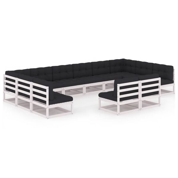 vidaXL 12d&iacute;ln&aacute; zahradn&iacute; souprava s podu&scaron;kami b&iacute;l&aacute; masivn&iacute; borovice