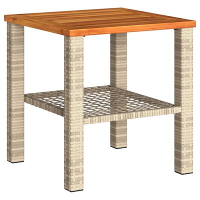 vidaXL Zahradní stolek béžový 40 x 40 x 42 cm polyratan akáciové dřevo