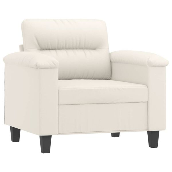 vidaXL Křeslo s podnožkou kr&eacute;mov&eacute; 60 cm uměl&aacute; kůže