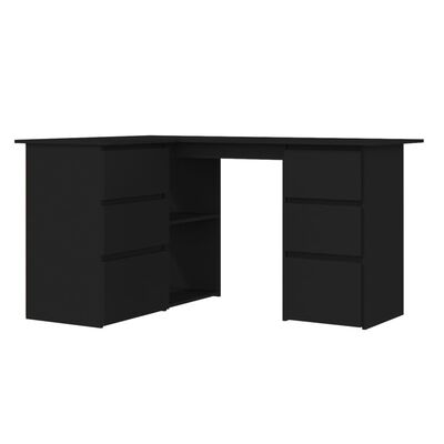 vidaXL Rohový psací stůl černý 145 x 100 x 76 cm dřevotříska