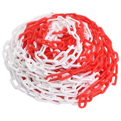 vidaXL Výstražný řetěz červený a bílý 100 m Ø 6 mm plast