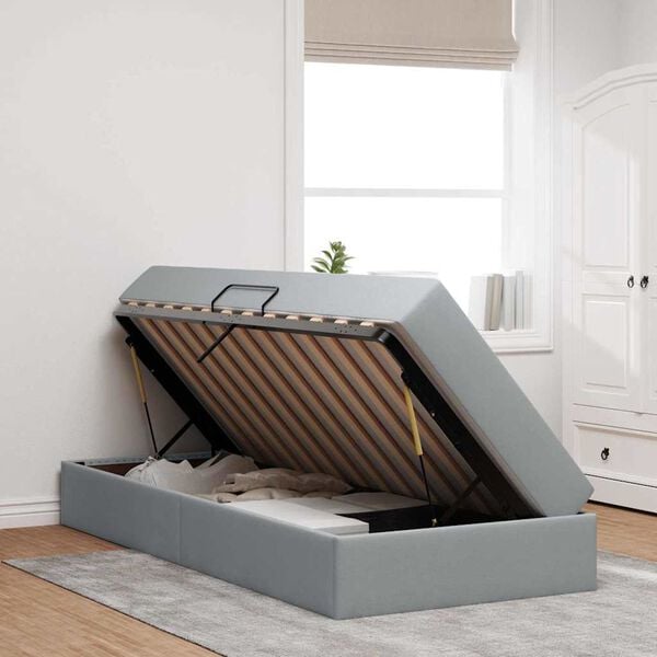 vidaXL Postel s &uacute;ložn&yacute;m prostorem a matrac&iacute; Světle &scaron;ed&aacute; 90 x 190 cm