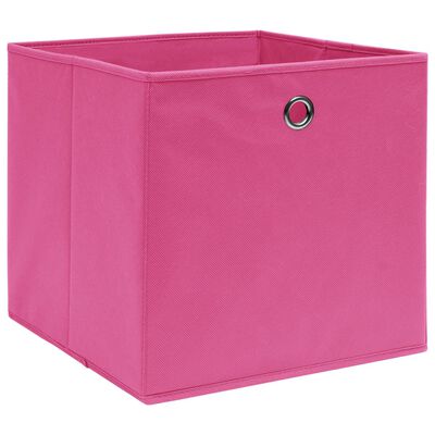 vidaXL Úložné boxy 10 ks růžové 32 x 32 x 32 cm textil