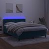 vidaXL Box spring postel s matrac&iacute; a LED tmavě modr&aacute; 140x190 cm samet