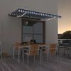 vidaXL Automatick&aacute; mark&yacute;za LED a senzor větru 450 x 300 cm modrob&iacute;l&aacute;