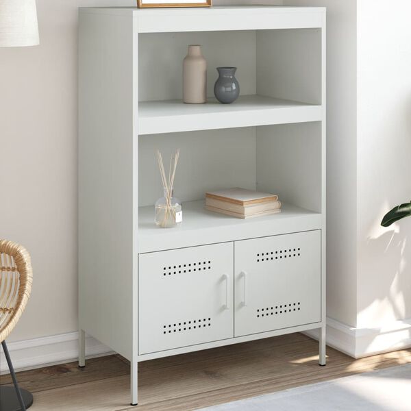 vidaXL Skříň highboard bílá 68 x 39 x 113 cm ocel