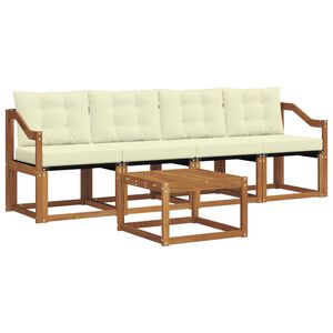 vidaXL Venkovn&iacute; pohovkov&aacute; souprava 5 pcs Přirozen&aacute; a Kr&eacute;mov&aacute;