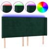 vidaXL Čelo postele s LED tmavě zelen&eacute; 183 x 16 x 118/128 cm samet