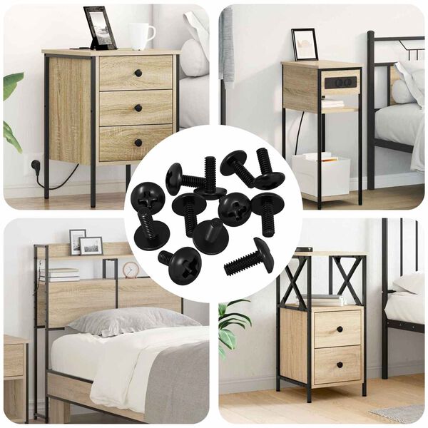 vidaXL &Scaron;rouby s pouzdrem 12 pcs Čern&aacute; M4 x 10 mm Železo